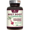 Beet Root Capsules 1300mg - Extra Strength Red Beetroot Powder Supplement – Supports Nitric Oxide Production, Heart Health & Natural Energy – Non-GMO, Vegan, Gluten Free – 120 Veggie Capsules