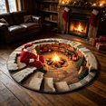 thumbnail image 6 of 3D Optical Illusion Christmas Round Rug, Non-Slip Washable Carpet with Santa Campfire Print for Living Room, Bedroom and Entryway Holiday Decor, 19.69 Inch, 6 of 8