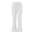 thumbnail image 4 of Caqnni Linen Pants For Women High Waisted Pants Drawstring Elastic Business Casual Comfy Work Pants Paper Bag Pants Loose Fit Pants Straight Wide Leg Trousers Pants With Pockets (White,S), 4 of 5