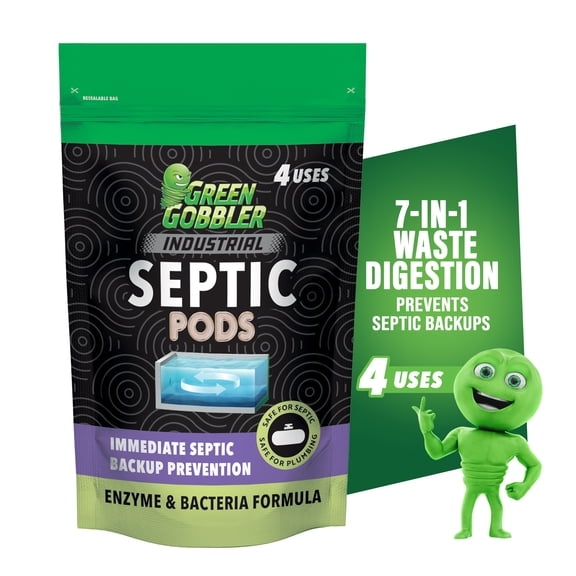 Green Gobbler Industrial Strength Septic Tank Treatment Pods - 4 Treatments, 4 Piece Count