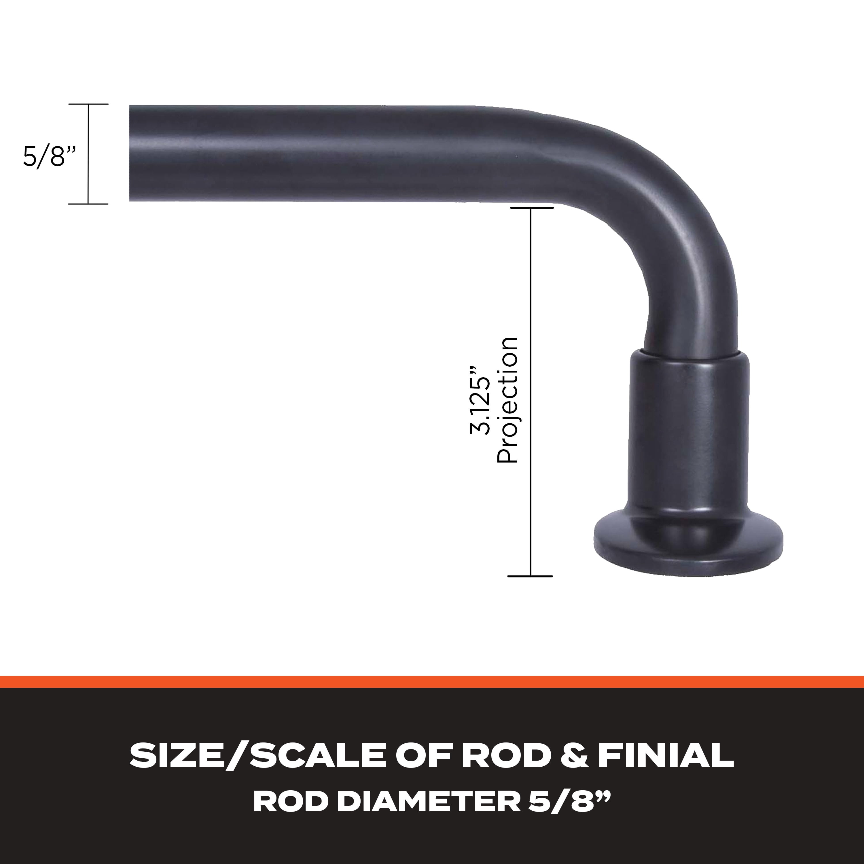 Sun Zero 5/8" Wrap Around Blackout Curtain Rod, 28-48”, Black