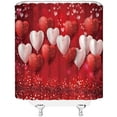 thumbnail image 3 of Valentine''s Day Shower Curtain Falling Red Heart Love Couple Romantic Fabric Bathroom Curtains Decor Set with Hook(72" Wx84 H), 3 of 3