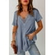 thumbnail image 3 of ABPHQTO Top con cuello en V y volantes de punto gofrado de ganchillo de encaje para mujer, 3 of 5