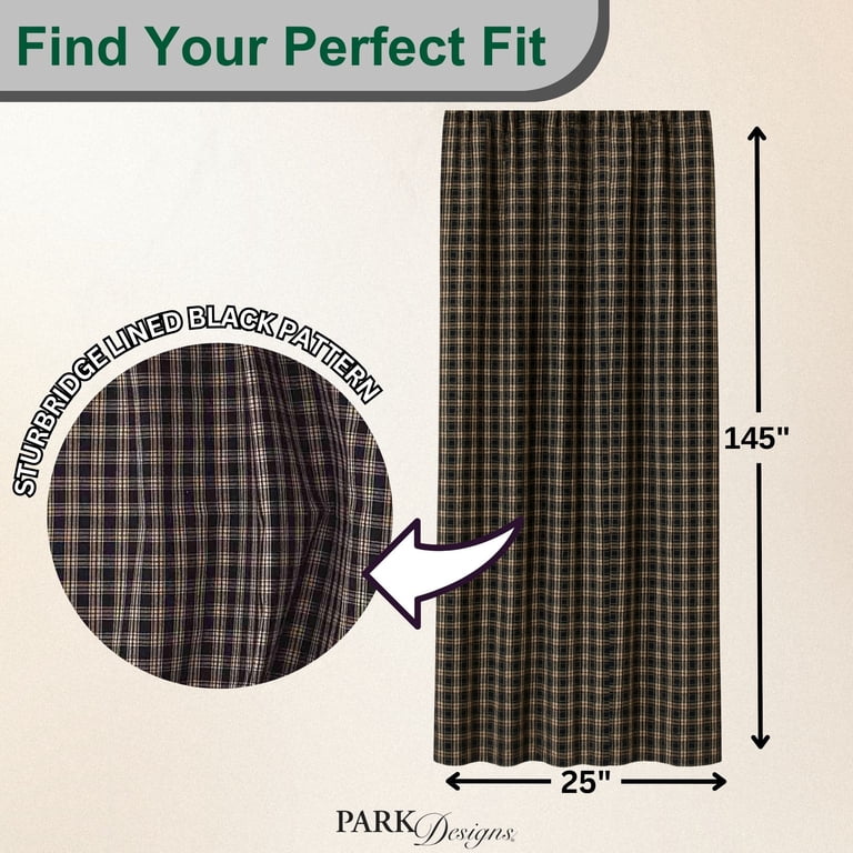 Park Designs Extra Long Fishtail Swag Curtain - 100% Cotton Window Scarf In Saffron Plaid, 145" X 25"