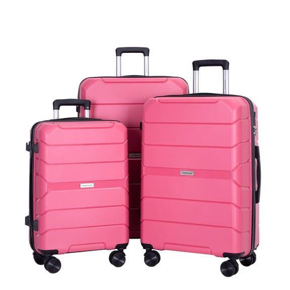 Hardside Luggage set(20"24"28"), TSA Lock, 360 Silent Wheels, Hard Shell Suitcase with Side Hooks,Rose