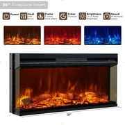 KeyWhat Farmhouse 3-Sided Fireplace TV Stand for 80 TVs, 70 Entertainment Center with Electric Fireplace and Storage Drawers, Dark Rustic Oak