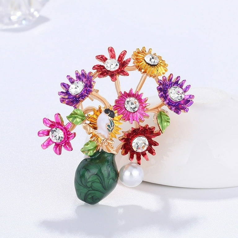 Fashion Elegant Vase Crystal Vintage Brooch Pin Flower - Temu