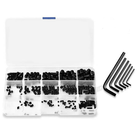 

300Pcs Boxed Black Zinc Plated Hexagon Socket Flat End Set Screw -M8 Set Screw + Wrench Tweezers