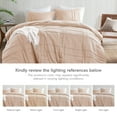 thumbnail image 6 of Regency Heights Cal King Comforter Set, Boho 3-Piece Pintuck Stitching Bedding Set, Soft Washed Pleated Bed Sets with Pillow Sham Blush, 6 of 10