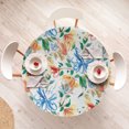 thumbnail image 4 of Ambesonne Vintage Fitted Round Tablecloth, Watercolor Flowers Leaves, 36"- 40" Diameter, Deep Sky Blue Dark Green, 4 of 5