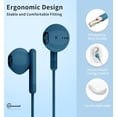 thumbnail image 2 of Kimwood Wired Earbuds with Microphone, Wired Earphones in-Ear Headphones HiFi Stereo, Powerful Bass and Crystal Clear Audio, Compatible with iPhone, Android, Computer Most with 3.5mm Jack(Blue), 2 of 5