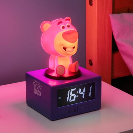 Toy Story Lotso Digital Alarm Clock with Night Light & Music – Officially Licensed Disney Pixar Bedroom Clock for Kids – Battery Powered – Fun Gift Idea & Cute Room Decor | Paladone