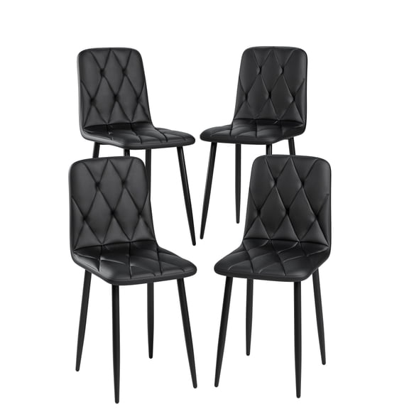Holaki Dining Chairs Set of 4 - Modern PU Leather Upholstered Chairs with Cushion Seat and Sturdy Metal Legs, Perfect for Kitchen, Dining Room, or Small Spaces