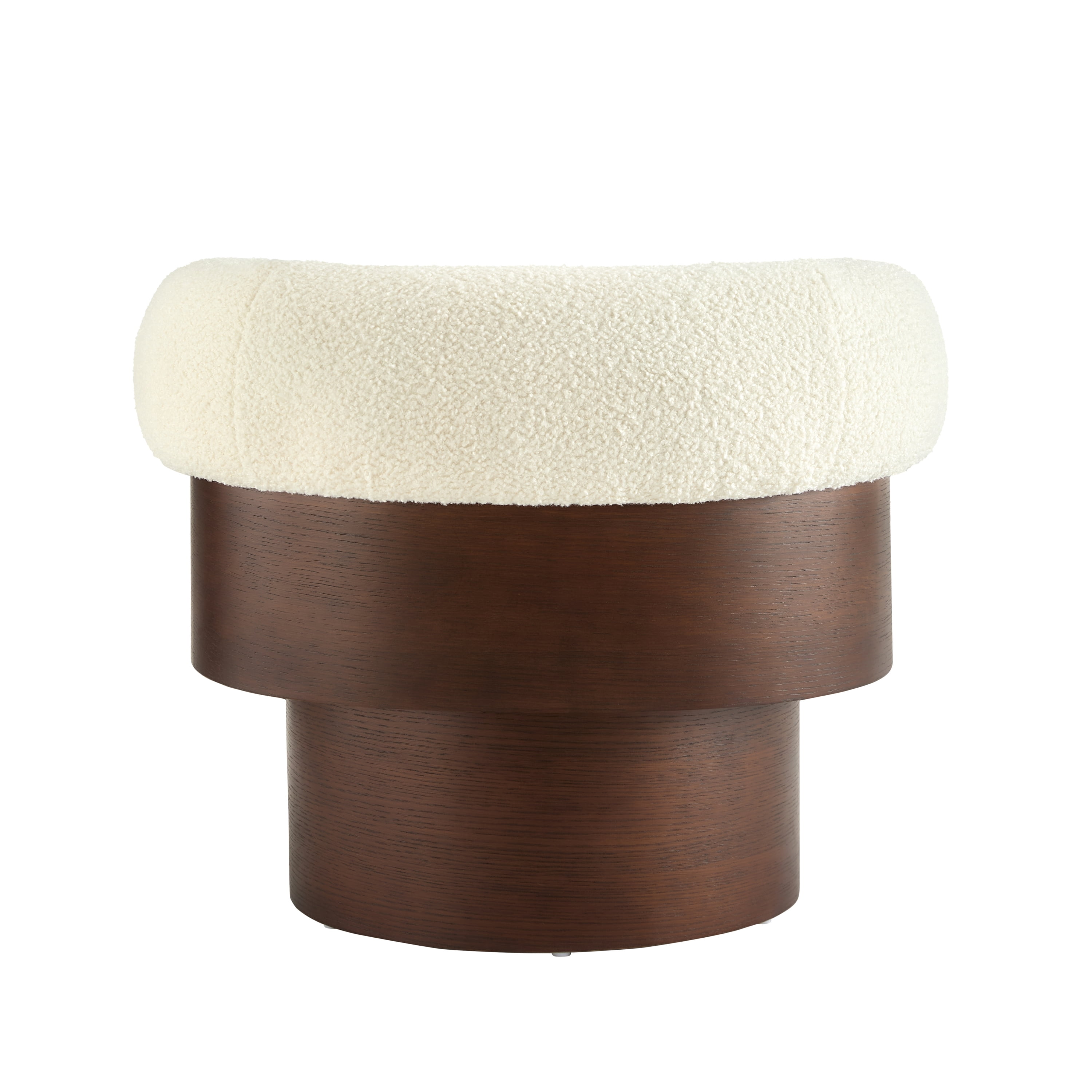Euroco 360° Swivel Barrel Chair, Modern Curved Sculptural Swivel Accent Chair with Armrest and Soft Cushion,Oversized Upholstered Armchair Single Sofa for Living Room,Bedroom,Small Spaces,Beige