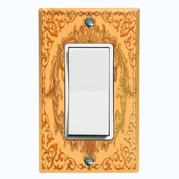 Metal Light Switch Plate Cover Elegant Yellow Crown Frame FRA016