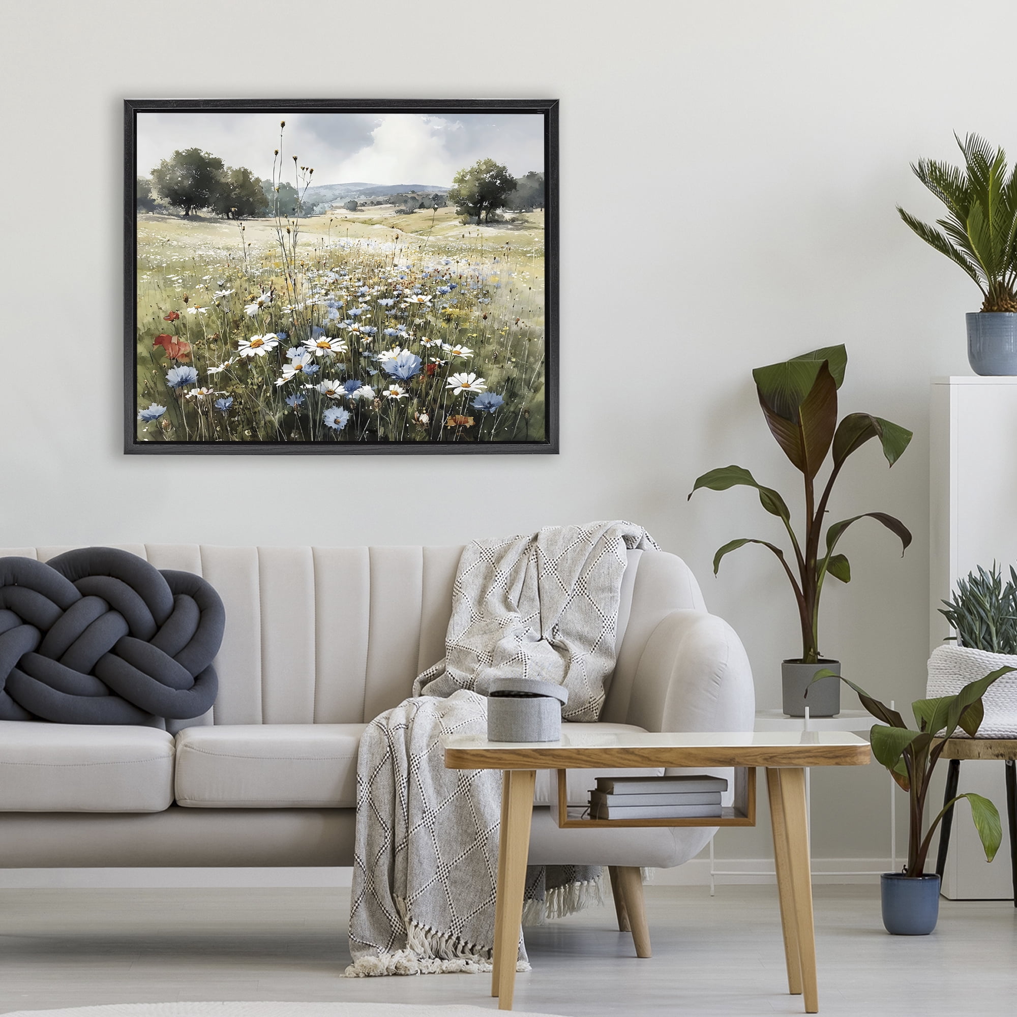 Stupell Industries Calm Meadow of Wildflowers Black Framed Floater Canvas Wall Art, design by Franklyn Gregory