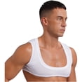 thumbnail image 4 of Camiseta sin mangas para hombre, camiseta sin mangas de Color sólido, chaleco Sexy con músculos que muestran el cuello redondo bajo, Top corto para club nocturno, culturismo y Fitness, 4 of 5