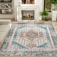 thumbnail image 2 of HOMCOM 8x10 Area Rug, Vintage Machine Washable Rug, Non-Slip Floor Carpet for Living Room, Bedroom, Dining Room, Home Office, Brown and Blue, 2 of 9