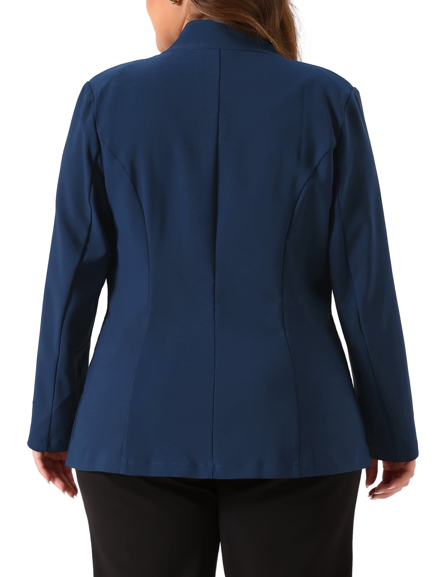 DARING DIVA Women's Plus Business Suit Blazer Button Work Blazer Jacket 1X Navy Blue