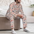 thumbnail image 7 of Fuzoiu Paris Print Men's Long-Sleeved Pajama,Lounge Button Down Nightwear,Mens Notch Collar Pajama Set -X-Large, 7 of 7