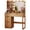 Oak Color_4 Drawer, variant on Hassch Vanity Desk with LED Light and Mirror, Makeup Table with Built-in Charging Station, Dressing Table with 4 Drawers & 2 Shelves, Black