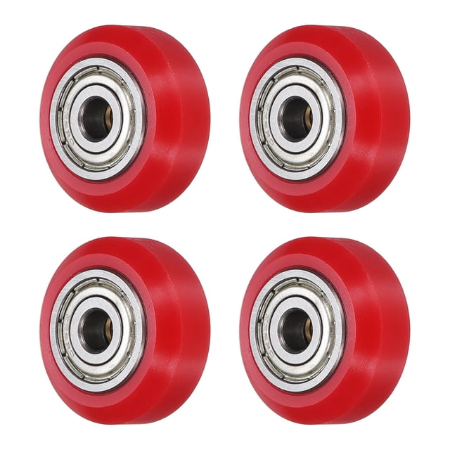 Uxcell 4 Pcs Roue d'Imprimante 3D avec Roulement Linéaire 625ZZ, Roue en Plastique à Pompons pour Imprimante 10D, Rouge