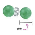 thumbnail image 4 of Bling Jewelry Womens Classic 6MM Green Aventurine Gemstone Drop Ball Earrings in Sterling Silver, 4 of 5