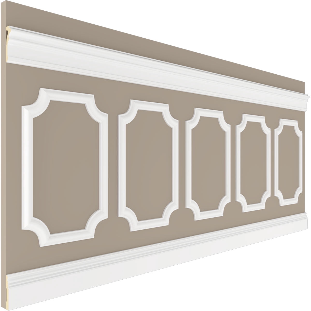 Ekena millwork 94 1/2"L (Adjustable 40"H to 44"H) Ashford Scalloped Panel Traditional Wainscot Paneling Kit