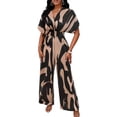 thumbnail image 4 of DYMADE Womens Summer Short Sleeve Elastic Waist Relaxed Fit One-Piece Jumpsuit, 4 of 4