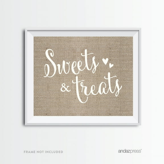 Sweets & Treats Burlap Wedding Party Signs