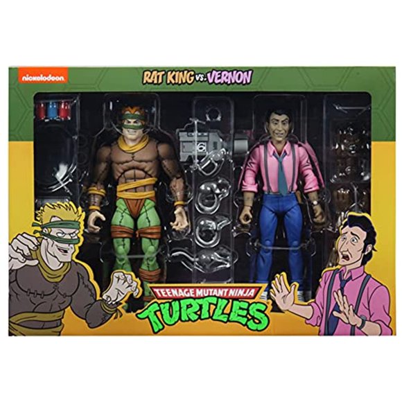 Neca - Figurine TMNT Tortues Ninja Cartoon - 2-Pack Rat King & Vernon 18cm - 0634482541623