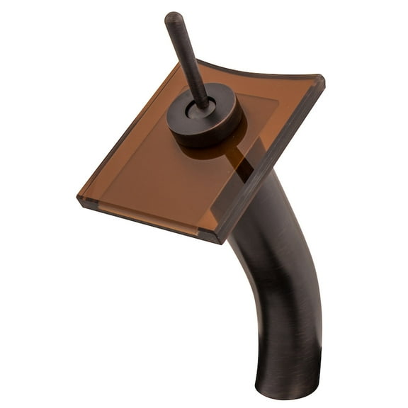 Novatto GF-011ORB-T Squared Waterfall Tea Glass Vessel Faucet in Oil-Rubbed Bronze