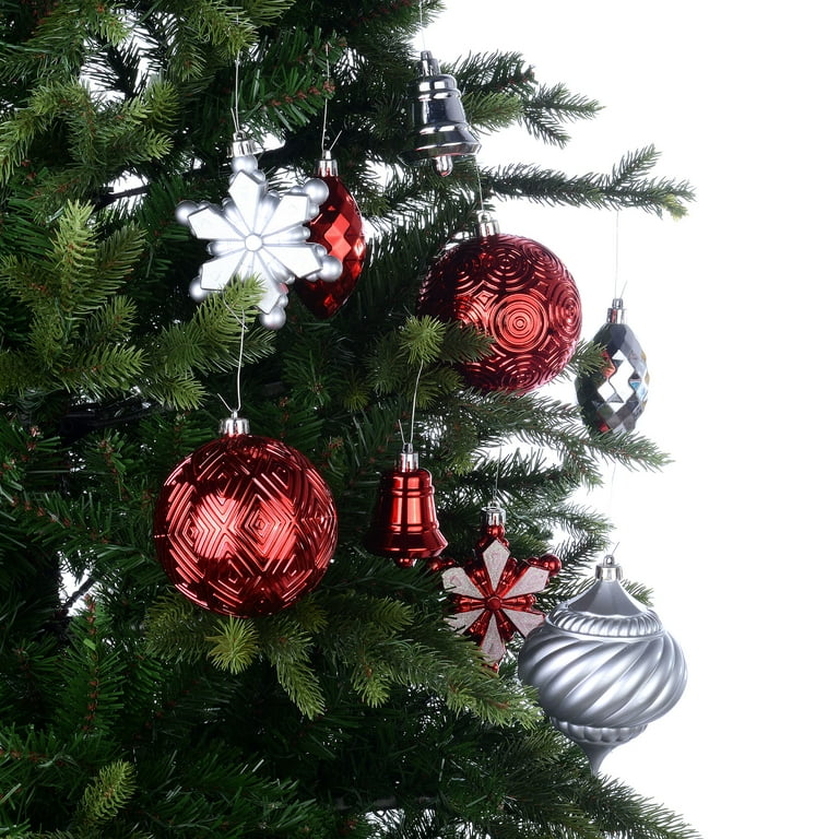 Red and 2024 silver christmas ornaments