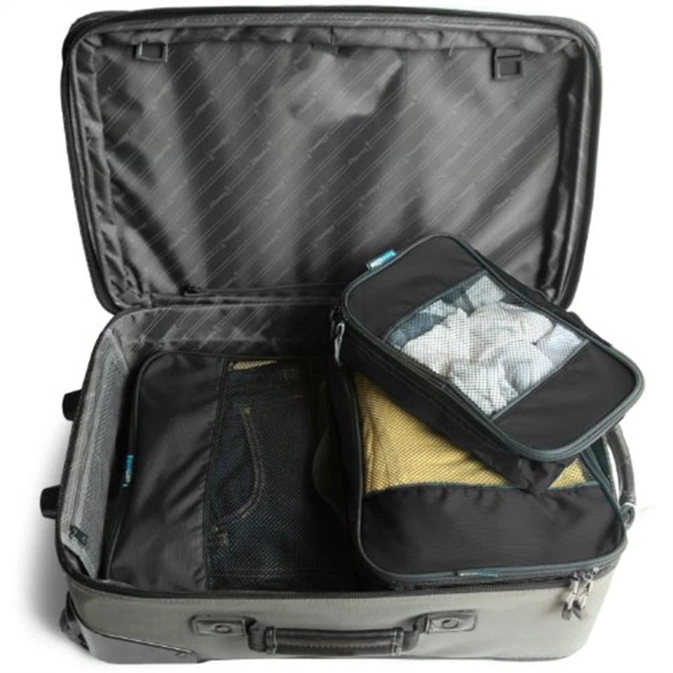 CIRCLE- Travelwise Nylon Luggage Organization Packing Cubes, Black, 3 Sizes