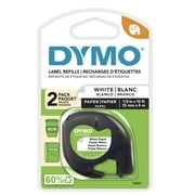 DYMO Labeling Tape for LetraTag Label Makers, Black Print on White, 1/2" x 13-Foot Roll, 2 Count