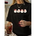 thumbnail image 1 of Camiseta vintage navideña con estampado de Papá Noel para mujer, informal, de punto de algodón, cuello redondo y manga corta, con estampado geométrico, para verano, para deportes de ocio., 1 of 5
