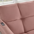 thumbnail image 3 of 75" Convertible Folding Sofa Bed with USB Port, Velvet Futon Couch with Adjustable Backrest and Side Storage, Tufted Couch for Apartment, Living Room, Pink, 3 of 9