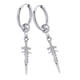 thumbnail image 2 of Pendiente largo moderno de acero inoxidable con forma de cruz y clip para mujer Pendiente Plata 2pcs, 2 of 9