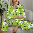 thumbnail image 6 of Pajamas for Women Set - bright green sweet peppers eyes Comfy Long Sleeve Button Up Pajama Sets for Women 2 Piece, Soft Sleepwear Nightwear Pjs Lounge Sets for Women with Pockets, 6 of 6
