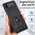 thumbnail image 4 of PENGXIANG Heavy Shock Resistant Foldable Mobile Phone Case with Built-in 360° Adjustable Ring Holder for  Galaxy Z Flip 3 Slide Camera Protection(Green), 4 of 9