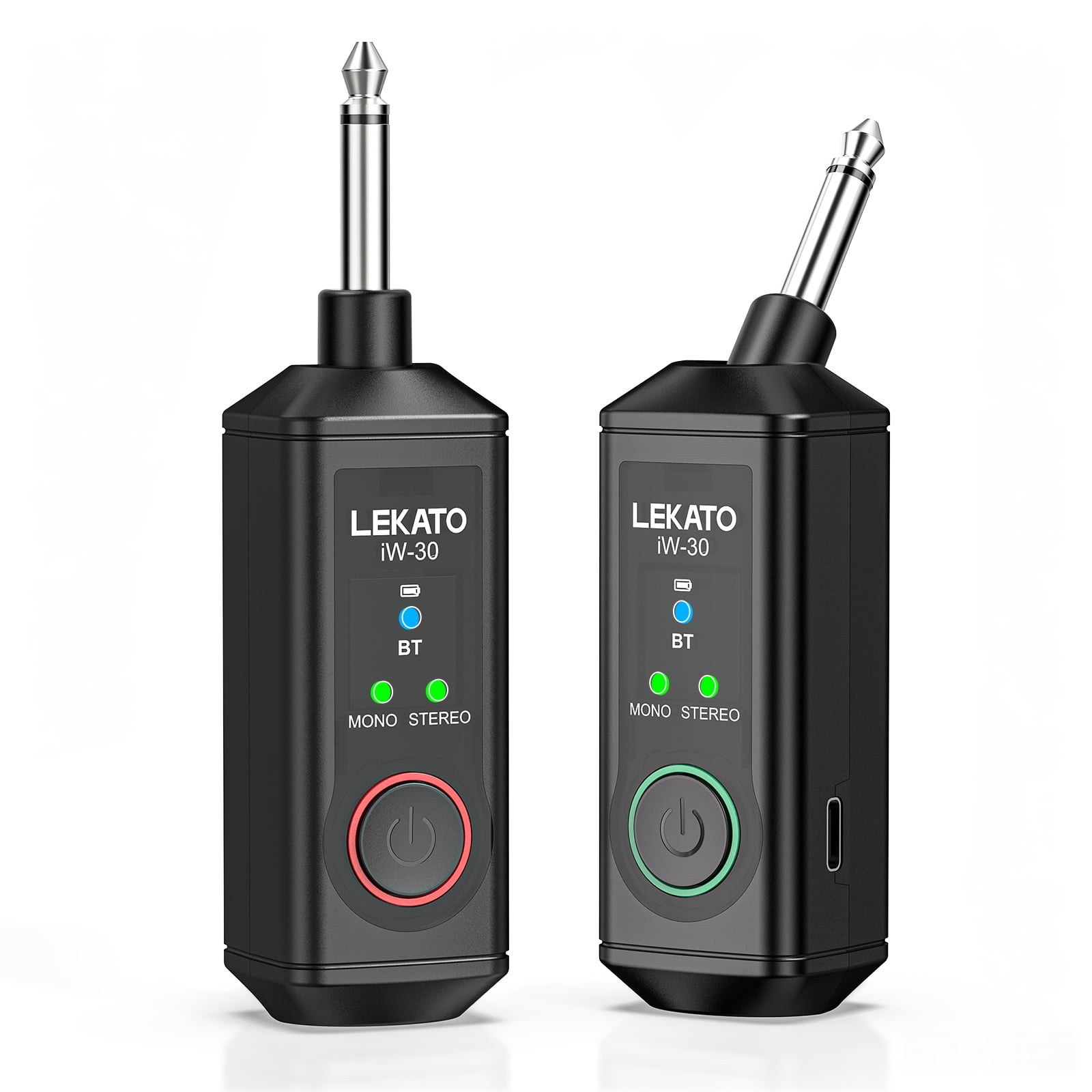 LEKATO Dual iW-30 Bluetooth Receivers with 1/4" TS Plug BT 5.3 Wireless Audio Adapter, 48kHz/24bit Stereo Audio for Audio Mixer PA Speaker DJ System 165ft Range 15H Battery Life