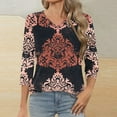 thumbnail image 2 of successthop Floral Blouses for Women Plus Size 3/4 Sleeve Shirt Lightweight Crewneck Casual Tops Print Clothes, 2 of 7