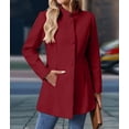 thumbnail image 4 of Women'S Winter Overcoat Mid-Long Long Sleeve Stand Collar Single Breasted Coat Outerwear Deep Red L, 4 of 9