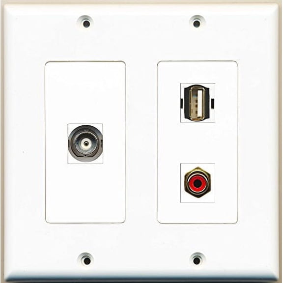 RiteAV - 1 Port RCA Red 1 Port USB A-A 1 Port BNC - 2 Gang Wall Plate