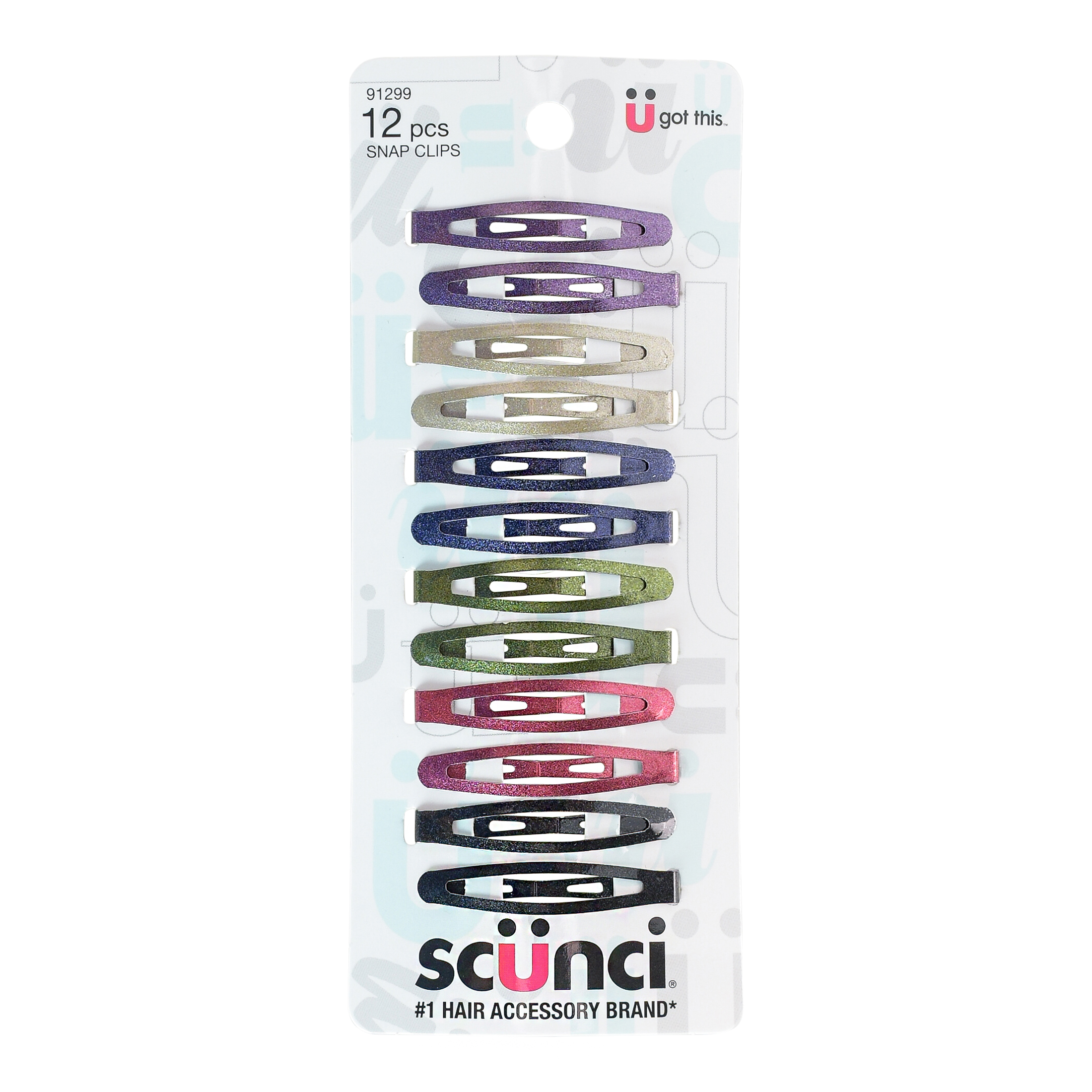 Scunci Metal Open-Center Snap Clip Barrettes, All Day Hold, in Multi-Color Jewel Tones, 12ct - image 3 of 8