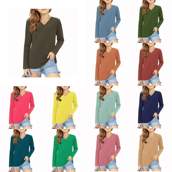 Ahuyic Toddler Kids Loose Top, Casual Long Sleeve Blouse For Autumns And Winter, Toddler Kids Long Sleeve Print Shirts Cute Crew Neck Solid Color Casual Blouses