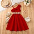 thumbnail image 7 of ITSAME Dress for Girls, Waist-Cinching One Shoulder Sleeveless Ruffled Kids Pageant Party Formal Dress Red 9-10T, 7 of 7