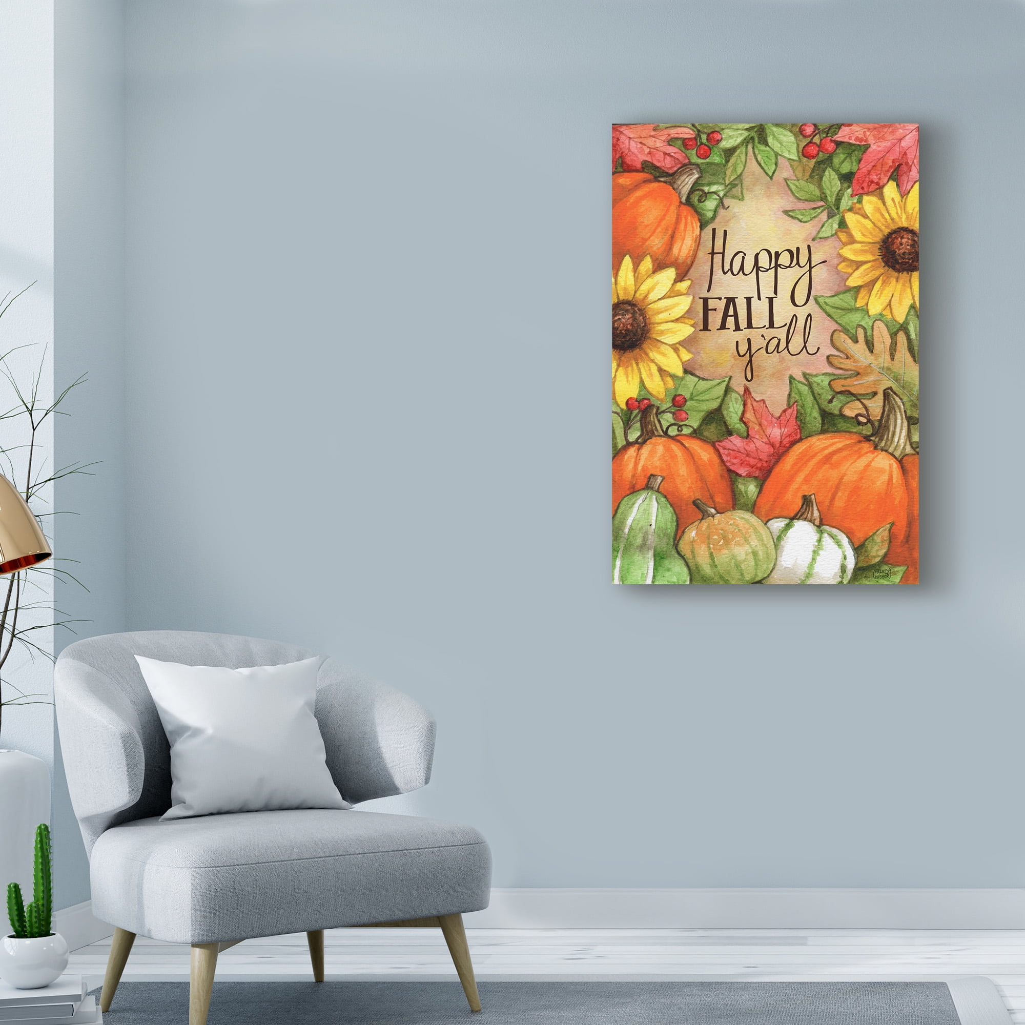 Trademark Fine Art 'Happy Fall Pumpkins' Canvas Art by Melinda Hipsher