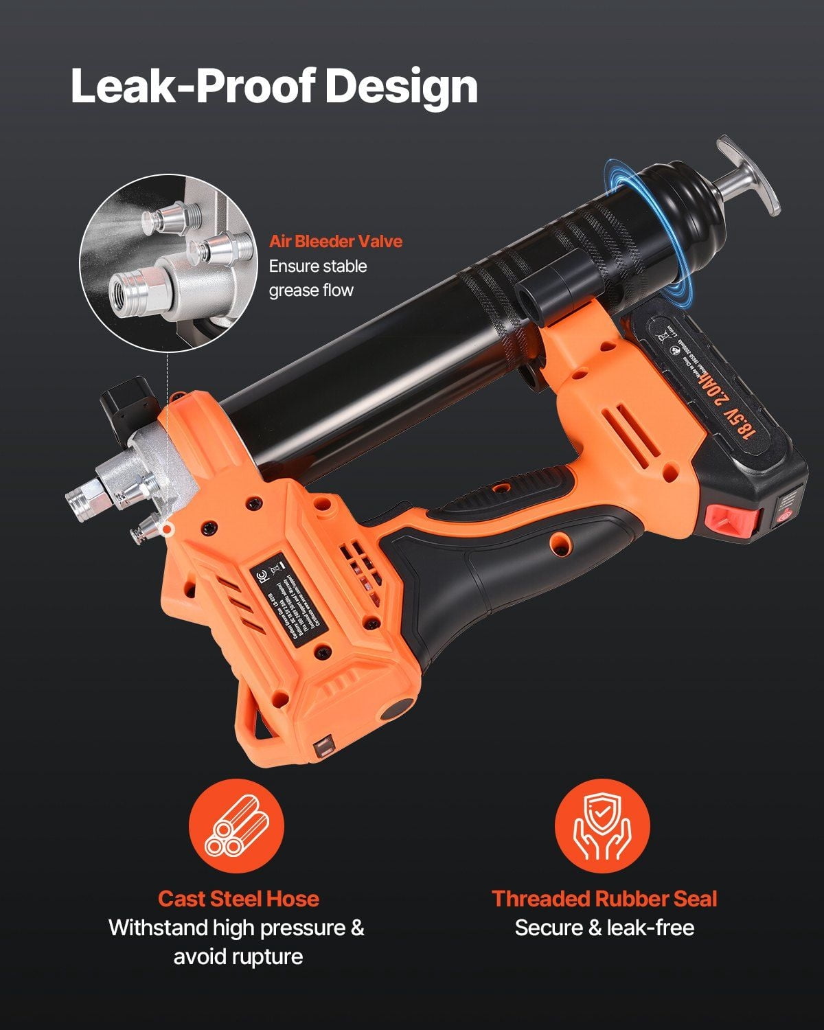 20V Cordless Grease Gun - 80,000 PSI High Pressure Battery Operated Greaser (Tool Only), Heavy Duty for Automotive & Industrial Use