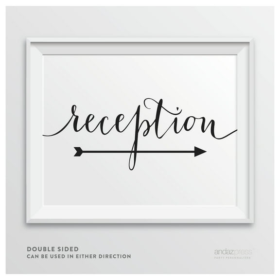 Reception Formal Black Wedding Party Directional Signs, Double-Sided